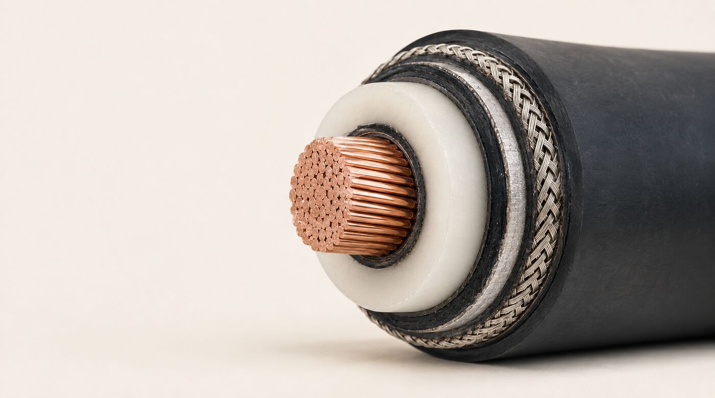 Detailed cutaway illustration of a layered industrial power cable.