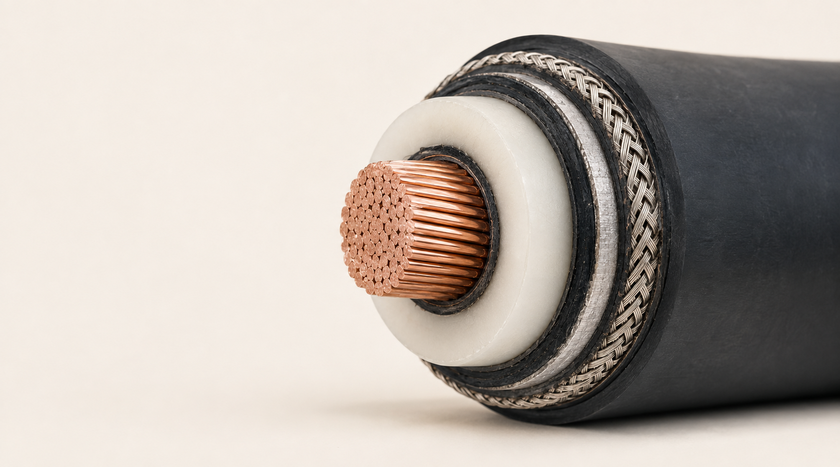 Detailed cutaway illustration of a layered industrial power cable.